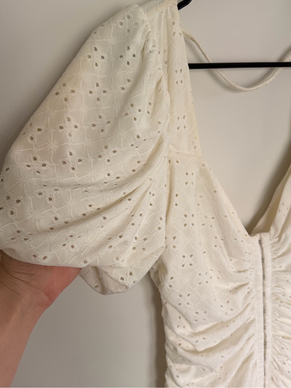 ASOS White Eyelet Puff-Sleeve Mini Dress